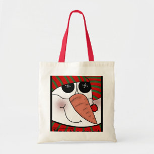 Snowman Face Snowflake Sparkle Tragetasche