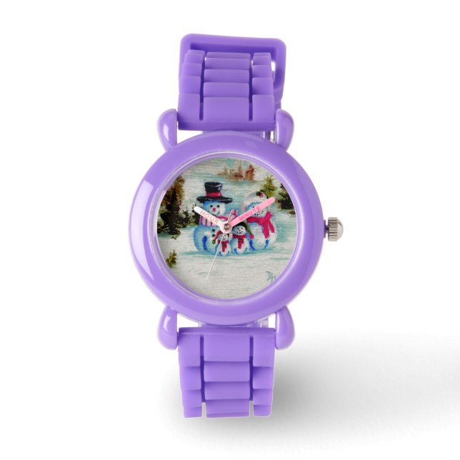 Snowman-Familie Armbanduhr (Vorderseite)
