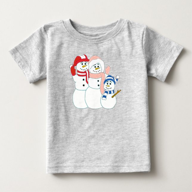 Snowman-Familie Baby T-shirt (Vorderseite)