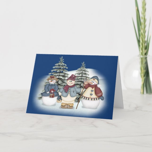 Snowman-Familie Feiertagskarte (Vorderseite)