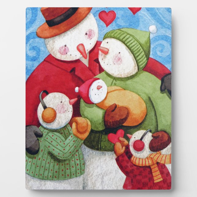 Snowman-Familie Fotoplatte (Vorderseite)