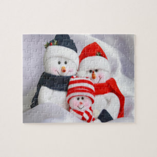 Snowman-Familie in Weihnachten Jigsaw-Puzzle