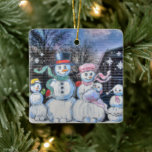Snowman-Familie Keramikornament<br><div class="desc">Snowman Family malt auf Ozarks Bundesstaatlich Bank in Ironton,  Missouri</div>
