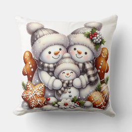 Snowman-Familie Kissen