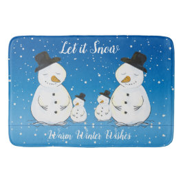 Snowman-Familie mit Zitat Badematte
