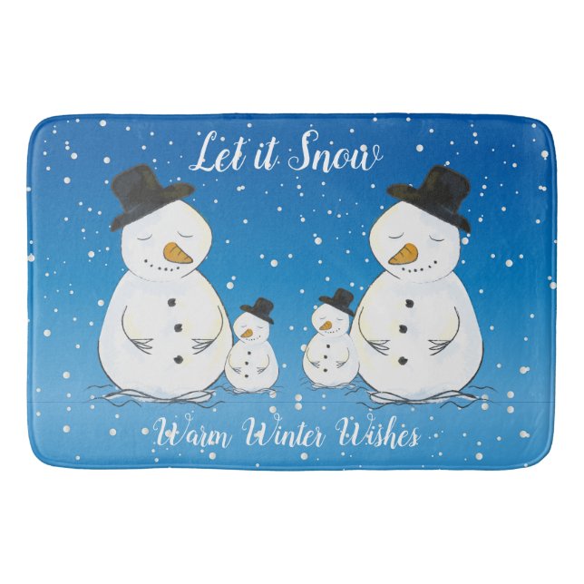 Snowman-Familie mit Zitat Badematte (Vorderseite)