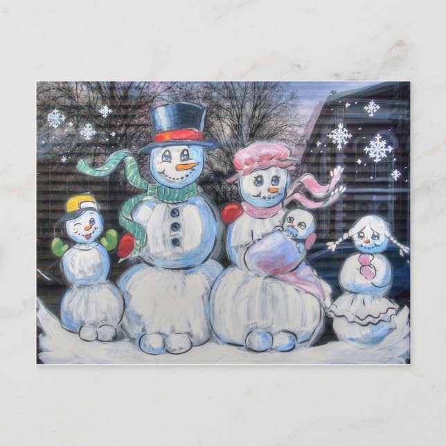 Snowman-Familie Postkarte (Vorderseite)