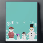 snowman family fotoplatte<br><div class="desc">winter snowman family playing in the snow this winter</div>