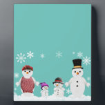 snowman family fotoplatte<br><div class="desc">winter snowman family playing in the snow this winter</div>