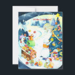 Snowman Family Jolly Feiertag Einladung<br><div class="desc">Niedliche Snowmannsfamilie schmückt ihren großen Weihnachtsbaum mit bunten Garnbällen. Whimsical & Fun Aquarell Illustration perfekt für Kinderferien- oder Urlaubsparty-Party für Stricker!</div>