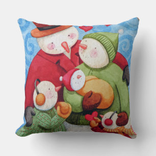 Snowman Family Pillow Kissen