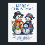 Snowman Family präsentiert Blue Christmas Einladung<br><div class="desc">Snowman Familie Party Weihnachtskarte in blau für einen festlichen Urlaub Gruß an Familie und Freunden.</div>