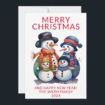 Snowman Family präsentiert Red Christmas Einladung<br><div class="desc">Snowman Party Weihnachtskarte in Rot für einen festlichen Urlaub Gruß an Familie und Freunden.</div>