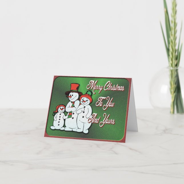 Snowman Family Weihnachtskarte Feiertagskarte (Vorderseite)