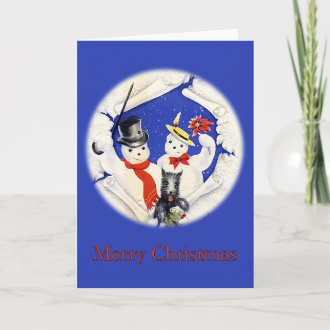 Snowman Family - Weihnachtskarte Feiertagskarte (Vorderseite)