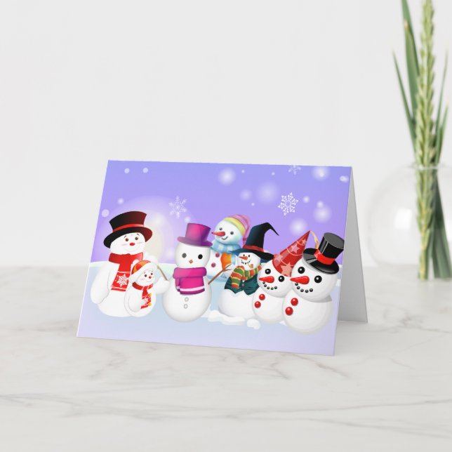 Snowman Family Weihnachtskarte Feiertagskarte (Vorderseite)