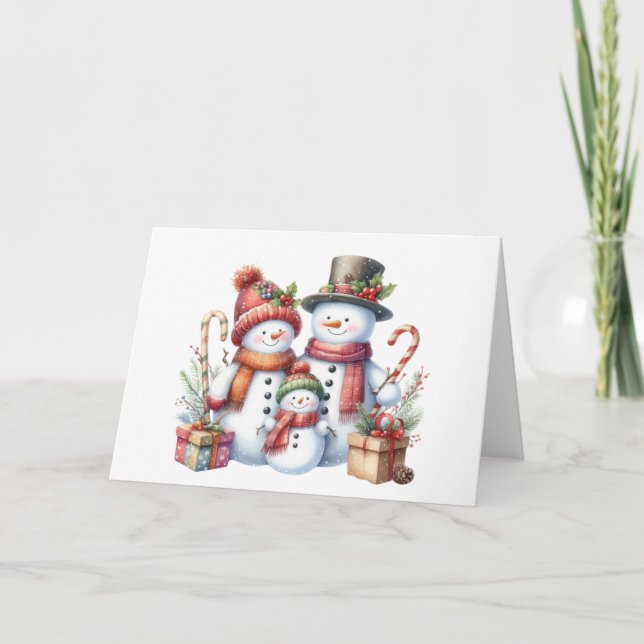Snowman Family Weihnachtskarte Karte (Vorderseite)