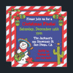 Snowman Feliz Navidad im Südwesten Mexikos Einladung<br><div class="desc">Super lustiger südwestlicher Snowman mit sombrero Gitarre spielen und einem leuchtend grünen Kaktus begrüßen Sie zu einem Weihnachtsfest. Sage Feliz navidad mit dieser niedlichen Einladung mit einem vergoldeten Rahmen und Maracas. Handgezeichnete Abbildung von McBooboo.</div>