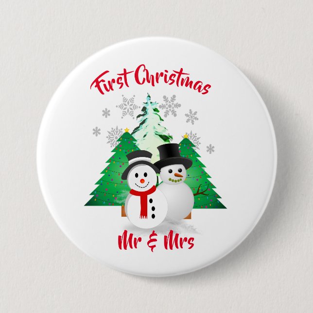 Snowman First Christmas Mr. / Mrs. Holiday Button (Vorderseite)