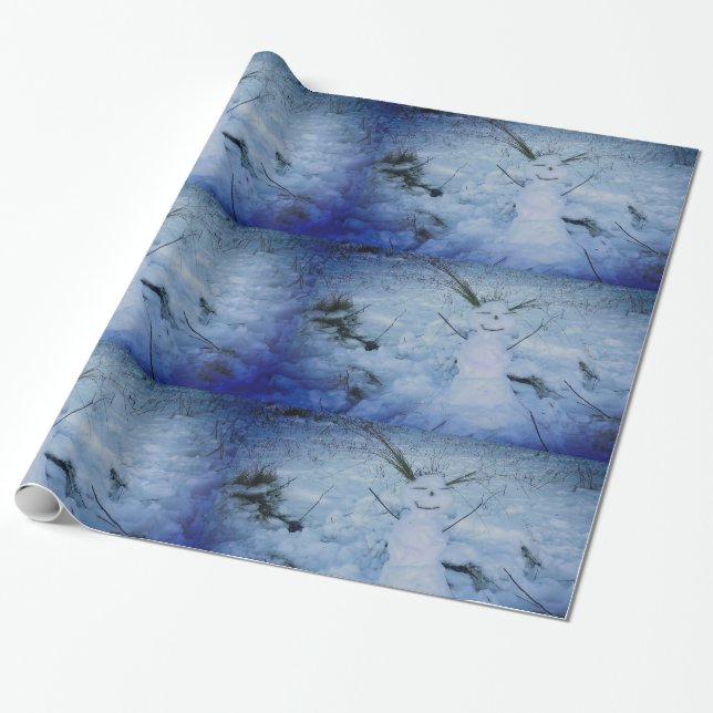 Snowman Foto Glossy Wrapping Paper Geschenkpapier (Ungerollt)