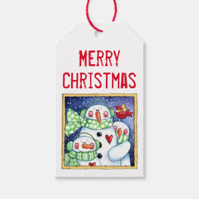 Snowman Friends Geschenkanhänger (Vorderseite)