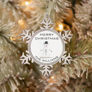 Snowman Frohe Weihnachten Feierliche Winter Niedli Schneeflocken Zinn-Ornament
