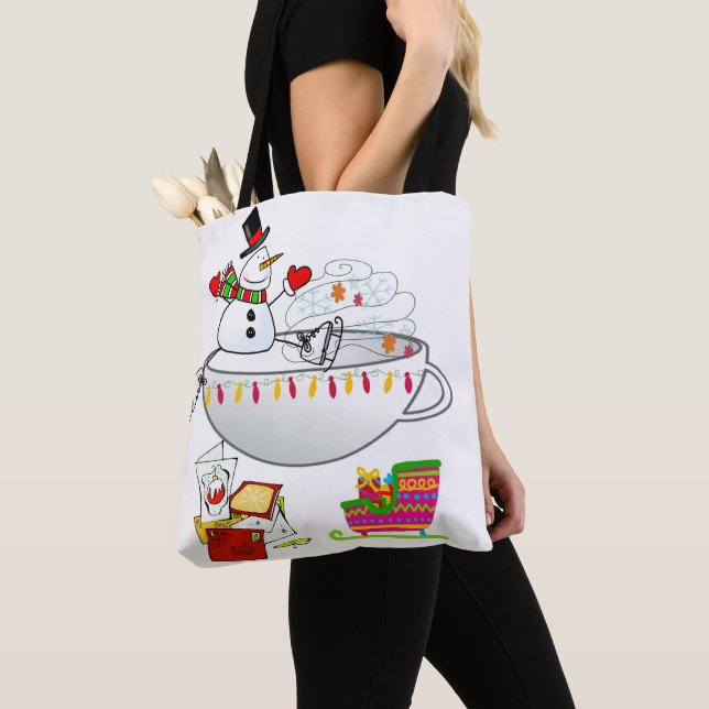 Snowman Frohe Weihnachten Frauen Tragetaschen Tasche (Von Nahem)