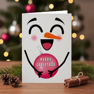 Snowman Frohe Weihnachten Niedlich lächelnd Gesich Karte