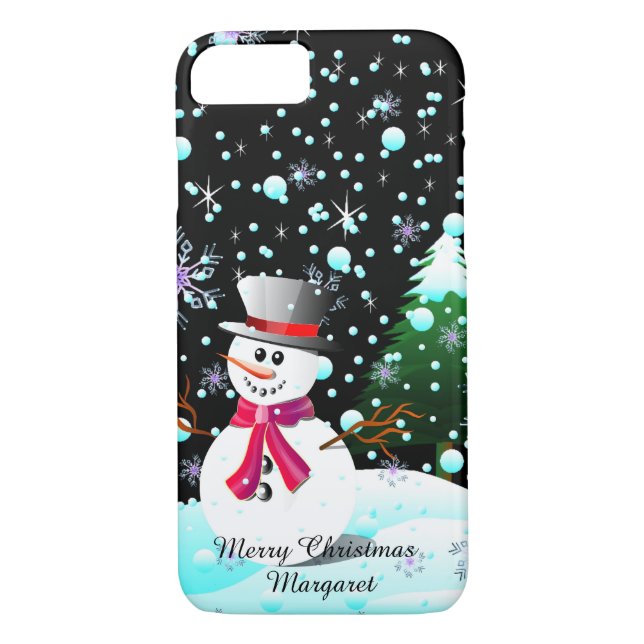 Snowman "frohe Weihnachten" personalisiert Case-Mate iPhone Hülle (Rückseite)