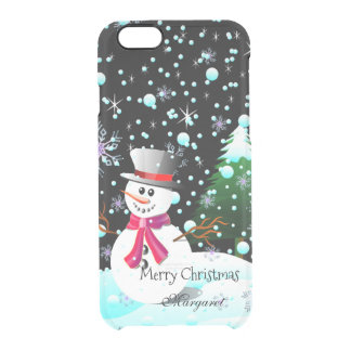 Snowman "frohe Weihnachten" personalisiert Durchsichtige iPhone 6/6S Hülle