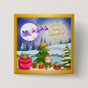 Snowman Frohe Weihnachtsbaumgeschenke & Glückliche Button