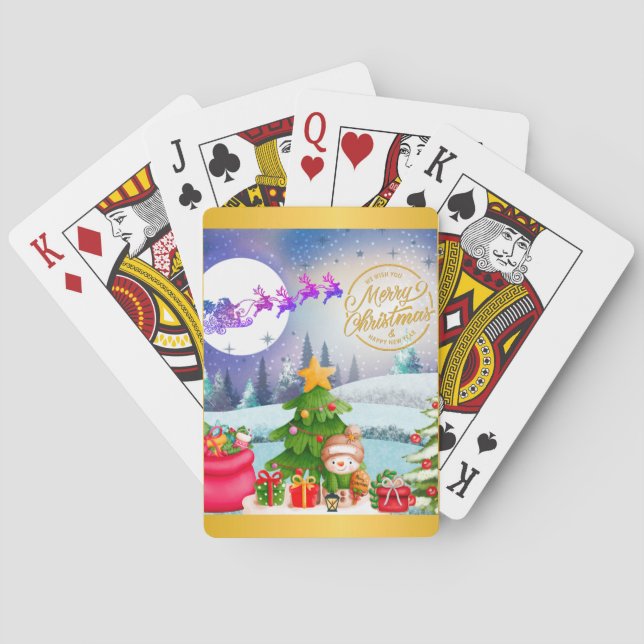 Snowman Frohe Weihnachtsbaumgeschenke & Glückliche Spielkarten (Rückseite)