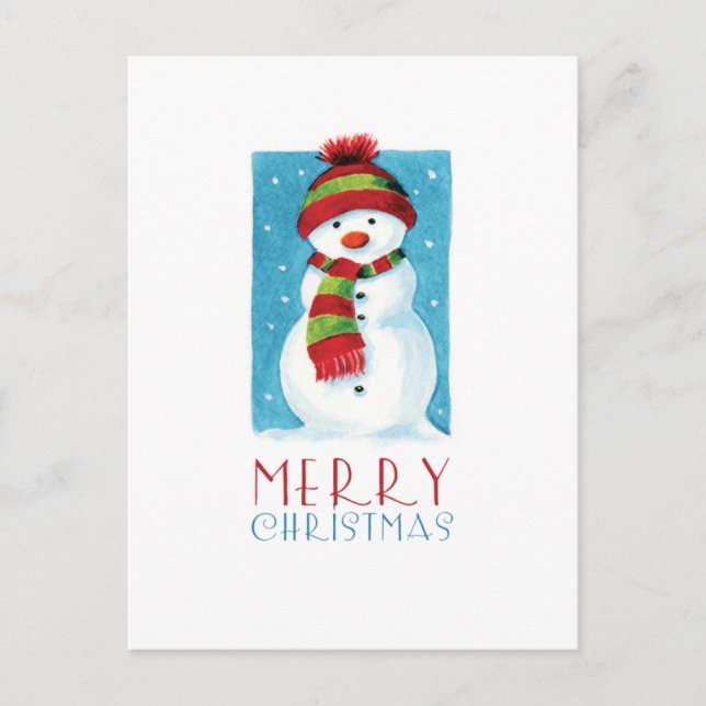 Snowman | Frohe Weihnachtskarten Feiertagspostkarte (Vorderseite)