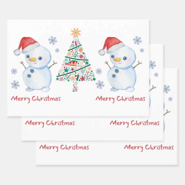 Snowman Frohe Weihnachtswrapping Paper Geschenkpapier Set (Set)