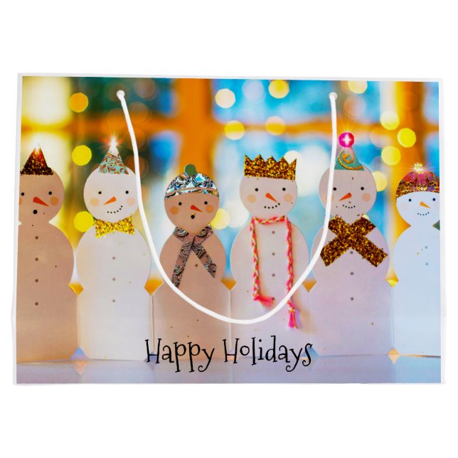 Snowman Fun Elegante Weihnachten Große Geschenktüte (Rückseite)