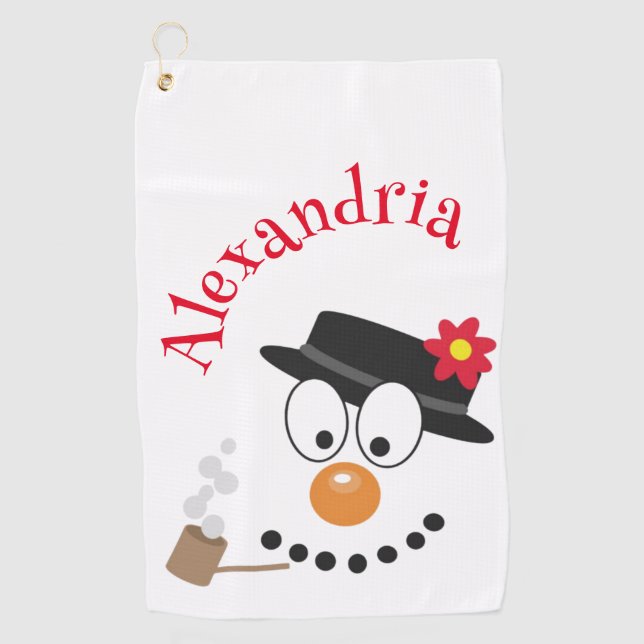 Snowman Funny Face Niedliche Neuheit Weihnachten Golfhandtuch (Vorderseite)