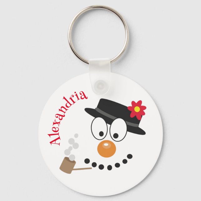 Snowman Funny Face Niedliche Neuheit Weihnachten Schlüsselanhänger (Vorderseite)