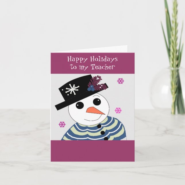 Snowman für meinen Lehrer Feiertagskarte (Vorderseite)