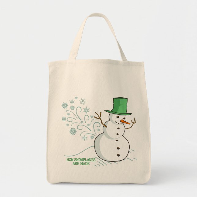 Snowman Furzen Schneeflocken Tragetasche (Vorne)