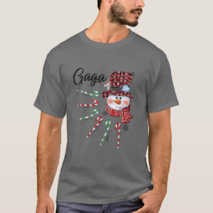 Snowman Gaga Candy Cane Karierte Weihnachtsgeschen T-Shirt
