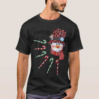 Snowman Gammi Candy Cane Karierte Weihnachtsgesche T-Shirt