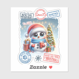 Snowman & Geschenke Weihnachtssticker Aufkleber