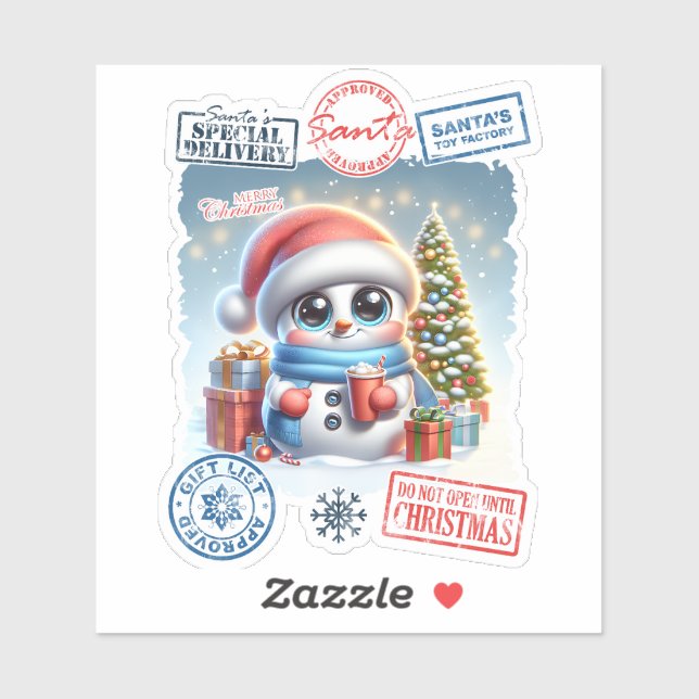 Snowman & Geschenke Weihnachtssticker Aufkleber (Blatt)