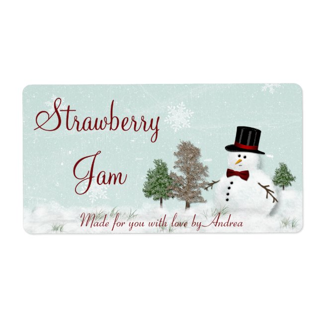 Snowman-Geschenkstempelaufkleber oder Canning-Etik (Vorne)