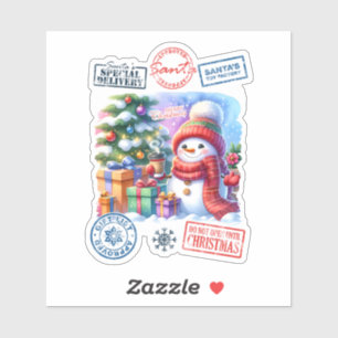 Snowman Geschenksticker Aufkleber