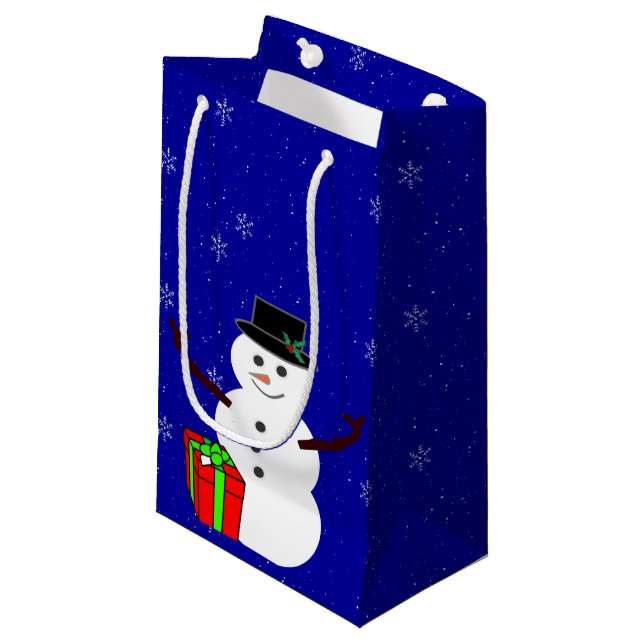 Snowman Gift Bag Kleine Geschenktüte (Vorderseite Schrägansicht)