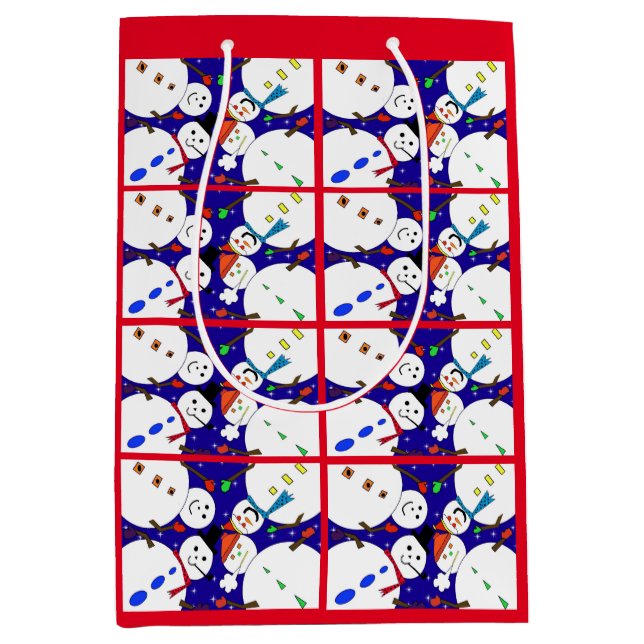 Snowman Gift Bag Mittlere Geschenktüte (Vorderseite)
