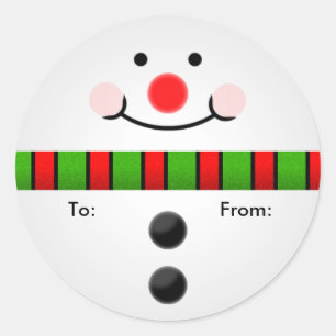 Snowman Gift Tag Runder Aufkleber