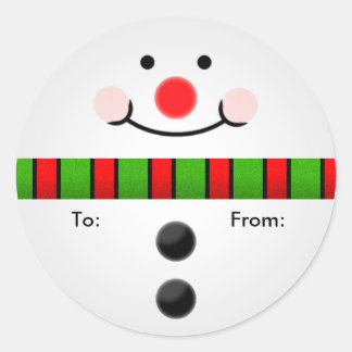 Snowman Gift Tag Runder Aufkleber