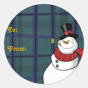 Snowman Gift Tags Runder Aufkleber
